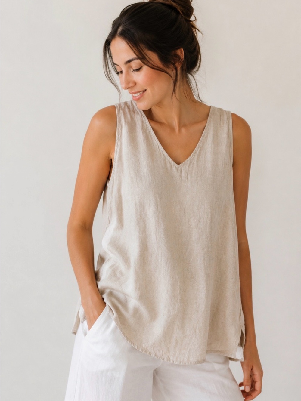 100% Linen Jones New York Top Blouse